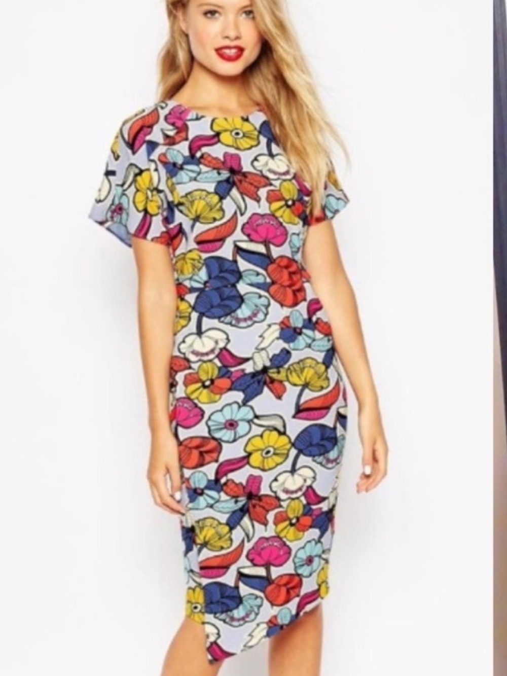 Asos Colorfull Floral Asymmetric Dress Size 4